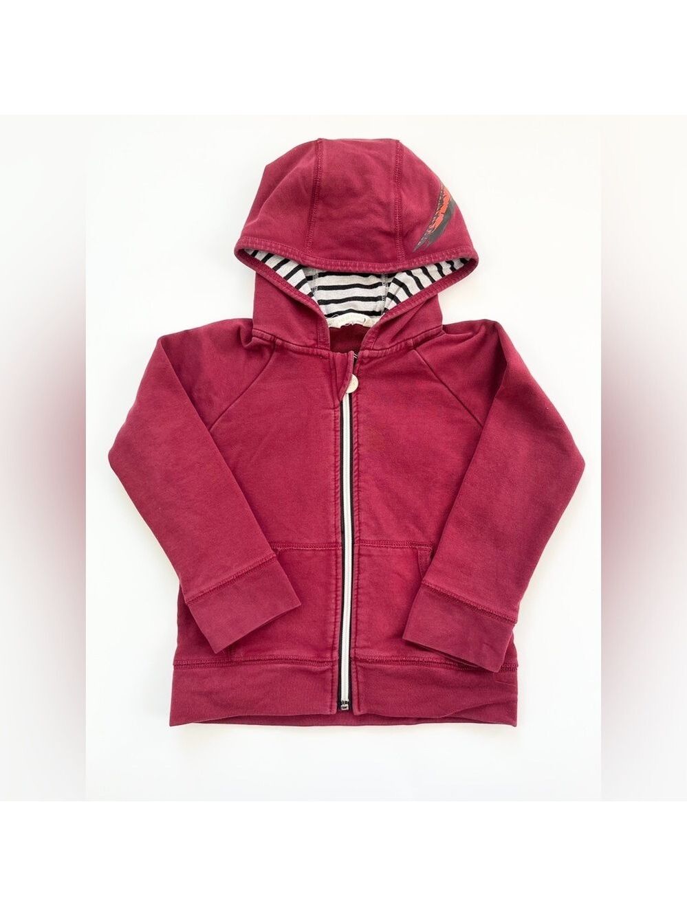 Peekaboo Beans Burgundy Dinosaur Hooded Zip-Up Hoodie‎